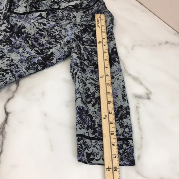 Rebecca Taylor Blouse Womens 0 Blue Black Floral Kiku Print 3/4 Sleeve Silk Top‎ - Picture 11 of 12